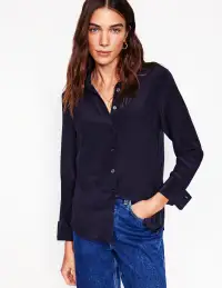 Sienna Silk Shirt-Navy(Petite,2)