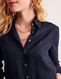 Sienna Linen Shirt-Navy(Petite,2)