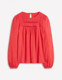 Pintuck Yoke Top-Berry Red(2)