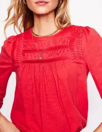 Pintuck Yoke Top-Berry Red(2)
