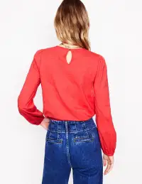 Pintuck Yoke Top-Berry Red(2)