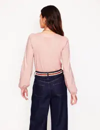 Ava Long Sleeve Trim Top-Milkshake(2)