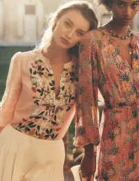Alicia Linen Top-Provence Pink. Bird Paradise(2)