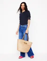 Short Sleeve Smocked Cuff Top-Navy(2)