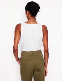 Regular V-Neck Slub Tank-White(XS)