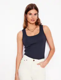 Essential Scoop-Neck Tank-Navy