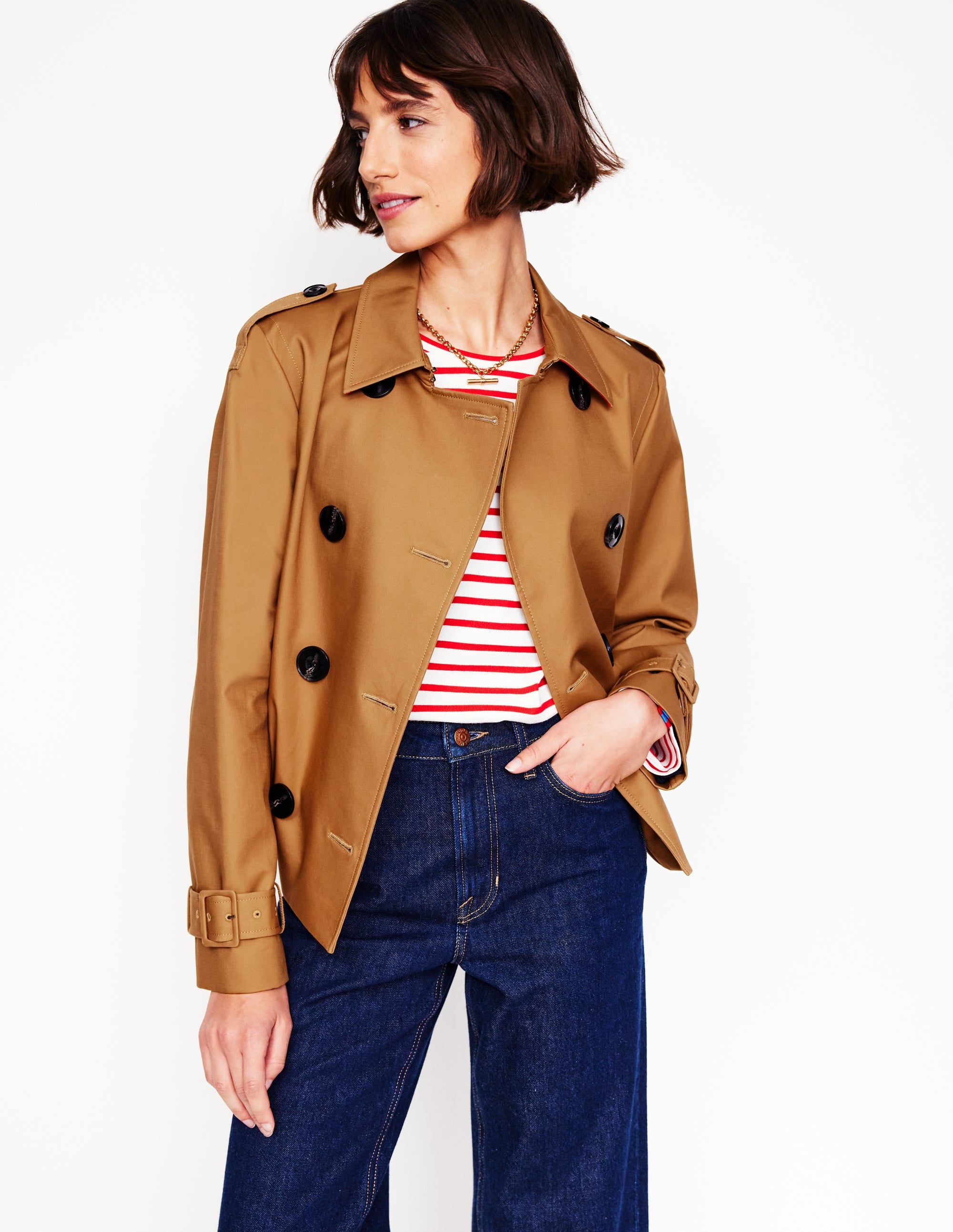 Mayfair Cropped Trench-Hazelnut Brown