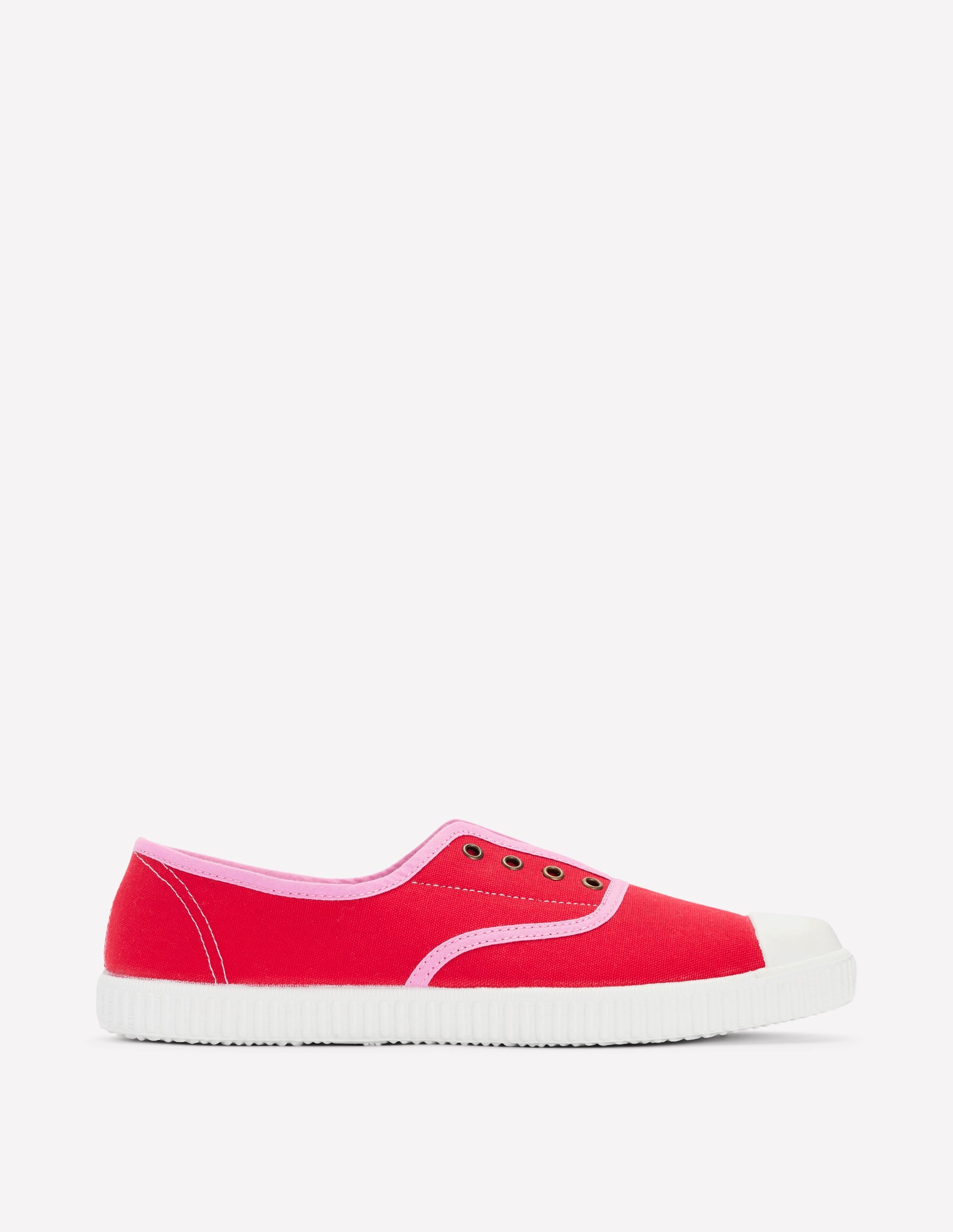 Laceless Canvas Sneakers-Post Box Red/Soft Pink