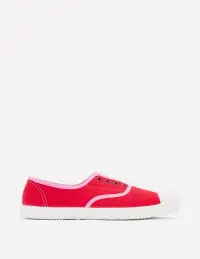 Laceless Canvas Sneakers-Post Box Red/Soft Pink