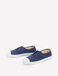 Laceless Canvas Sneakers-Navy(36)