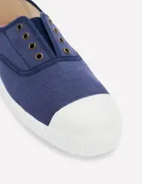 Laceless Canvas Sneakers-Navy(36)