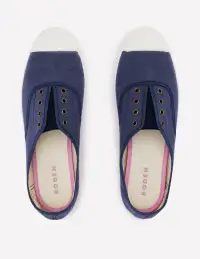 Laceless Canvas Sneakers-Navy(36)
