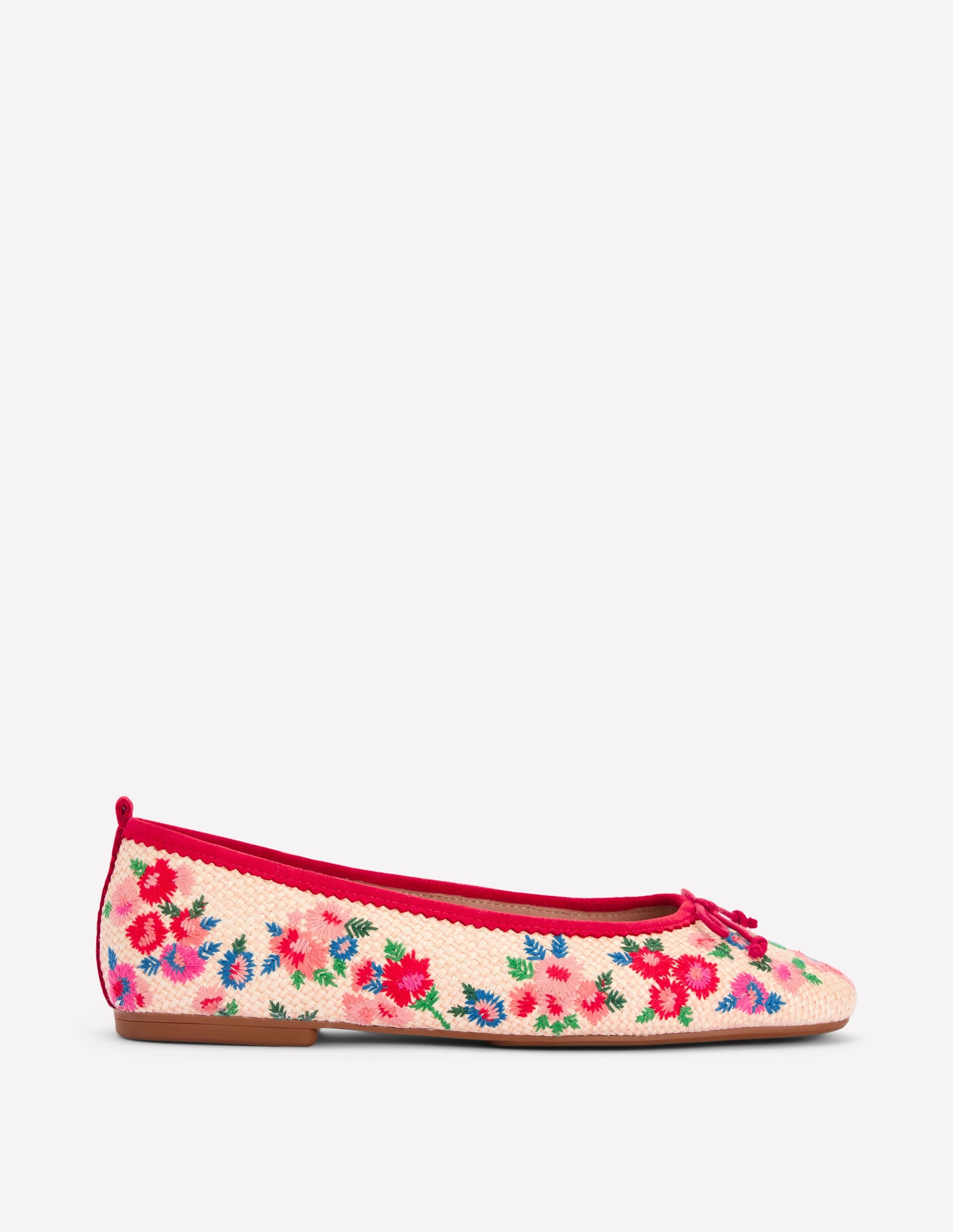 Kitty Flexi Sole Ballet Flats-Embroidered Natural