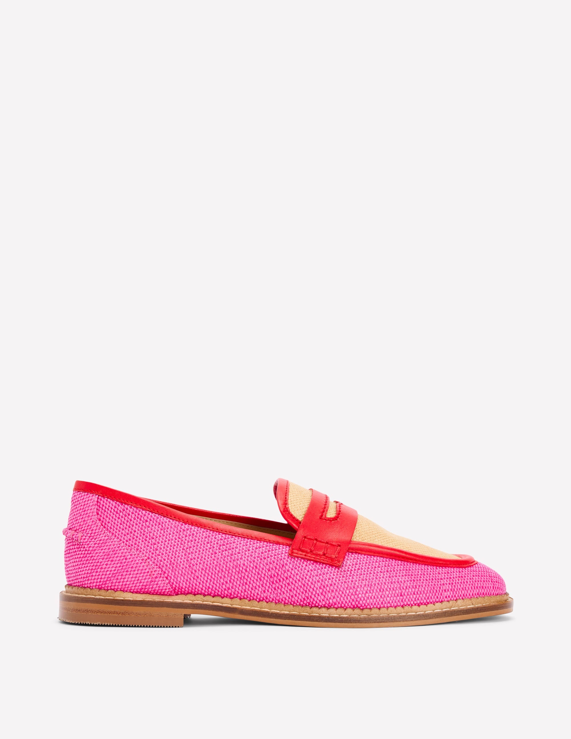 Nya Penny Loafers-Pink/Natural Colourblock