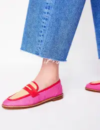 Nya Penny Loafers-Pink/Natural Colourblock(36)