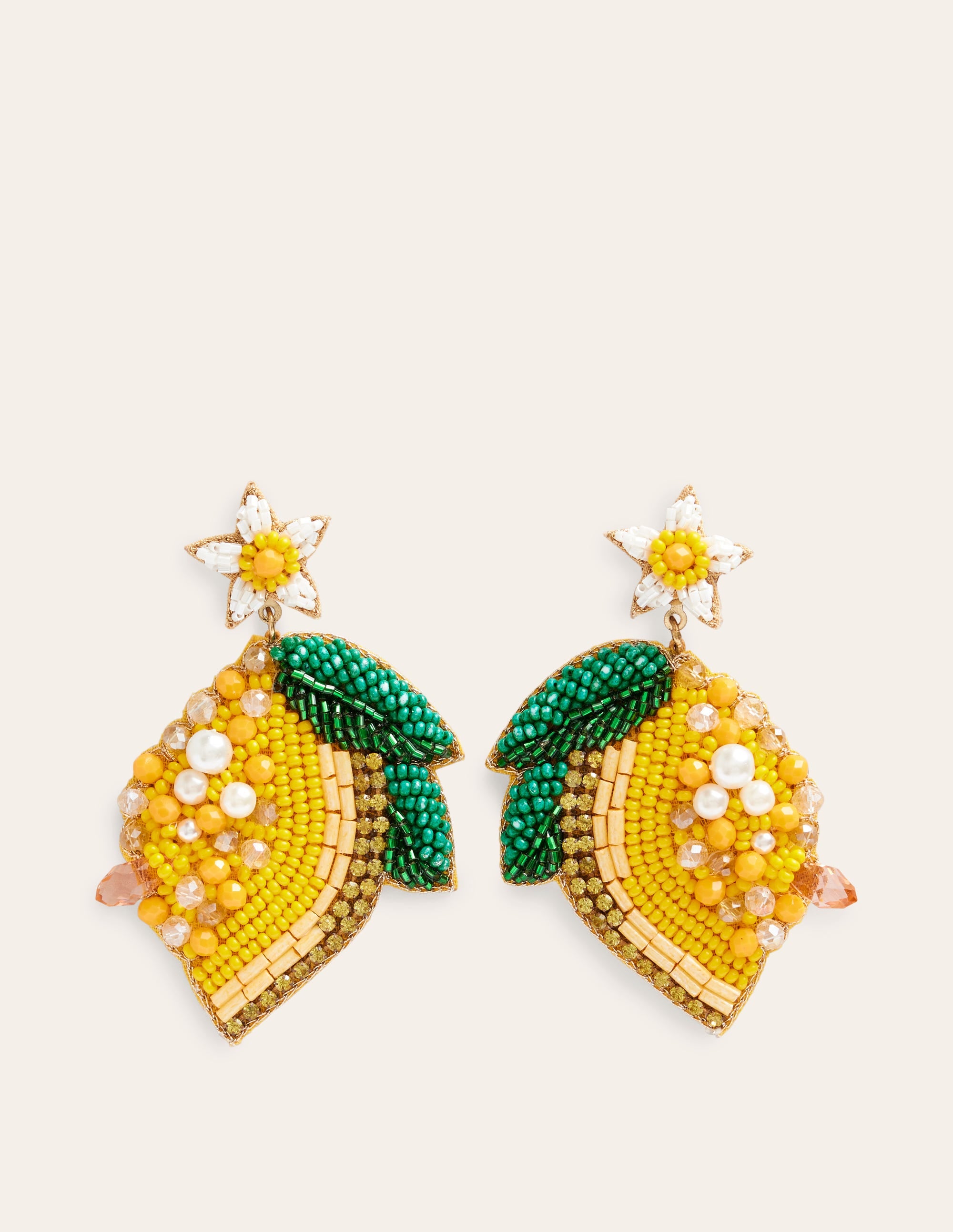 Beady Motif Earrings-Lemon