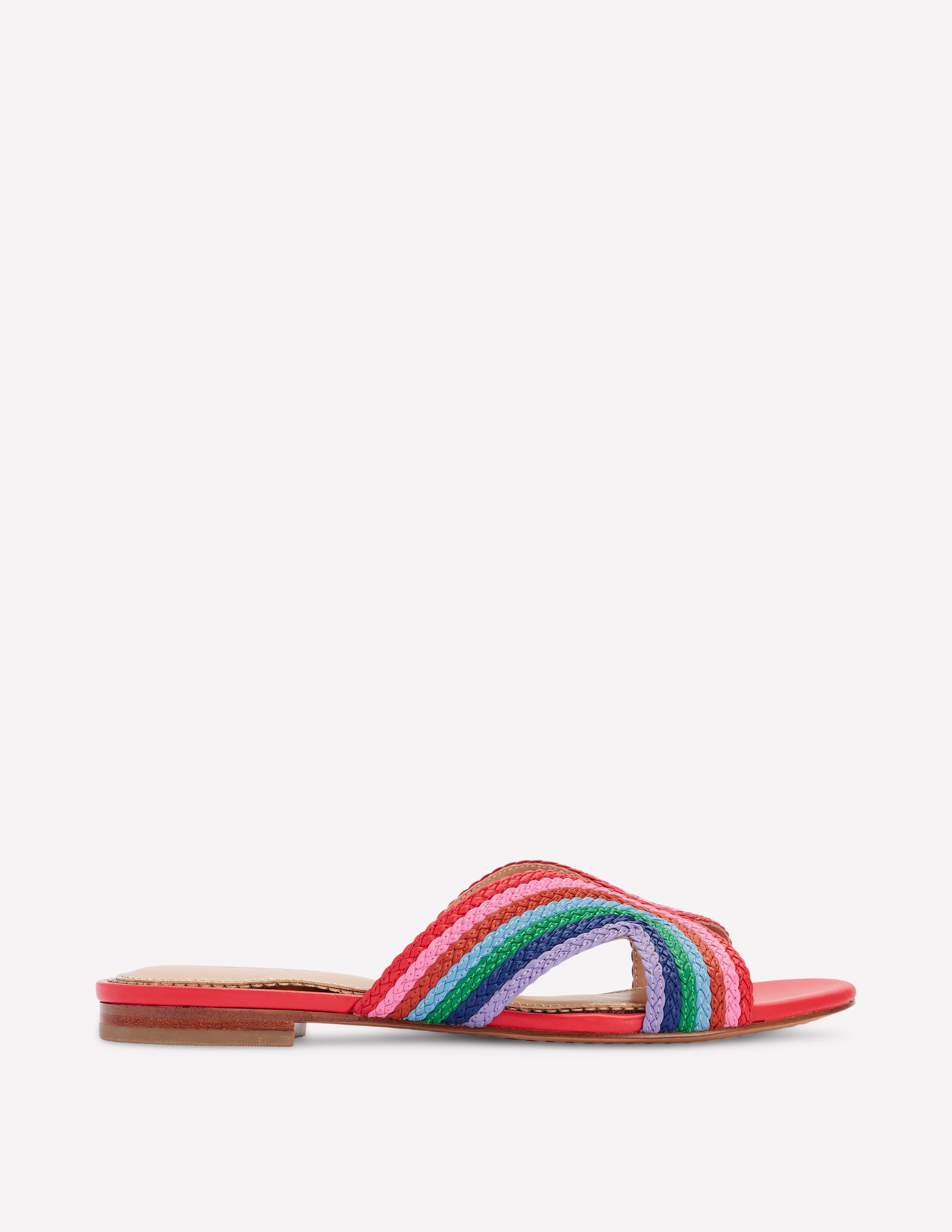 Striped Flat Sandals-Red. Multi