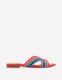 Striped Flat Sandals-Red. Multi