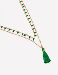 Long Line Layer Necklace-Green(ONE)