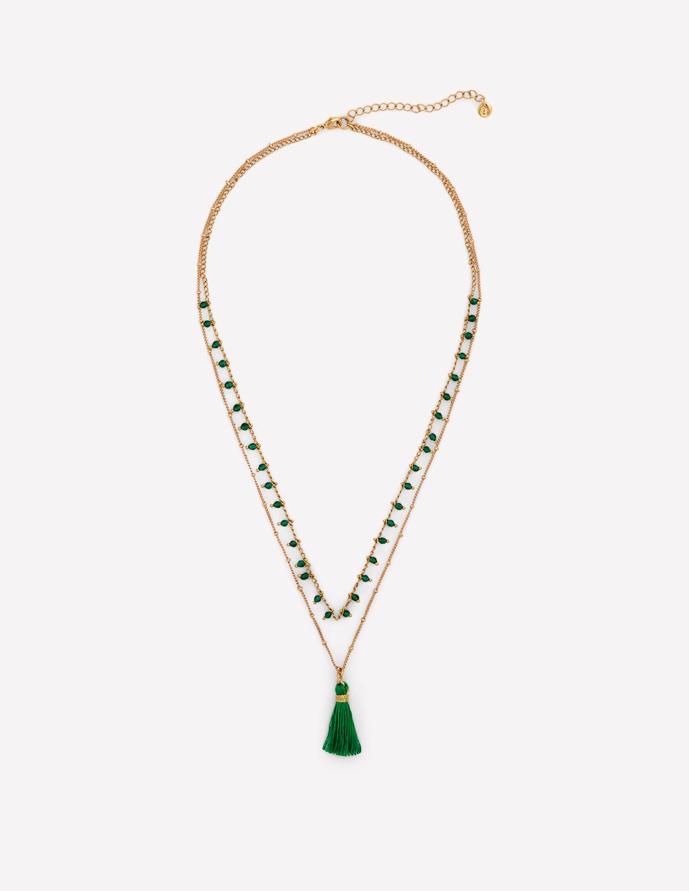 Long Line Layer Necklace-Green
