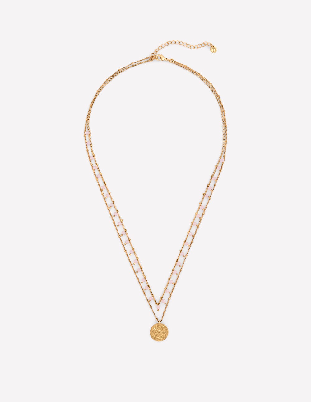 Long Line Layer Necklace-Pink