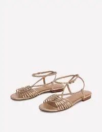 Multi Strap Flat Sandal-Gold(36)
