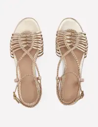 Multi Strap Flat Sandal-Gold(36)
