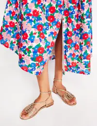 Multi Strap Flat Sandal-Gold(36)