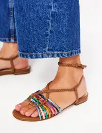 Multi Strap Flat Sandal-Multi(36)