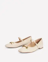 Iris Snaffle Mary Jane Flats-Ecru(36)