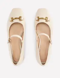 Iris Snaffle Mary Jane Flats-Ecru(36)
