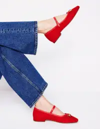 Iris Snaffle Mary Jane Flats-Red(36)