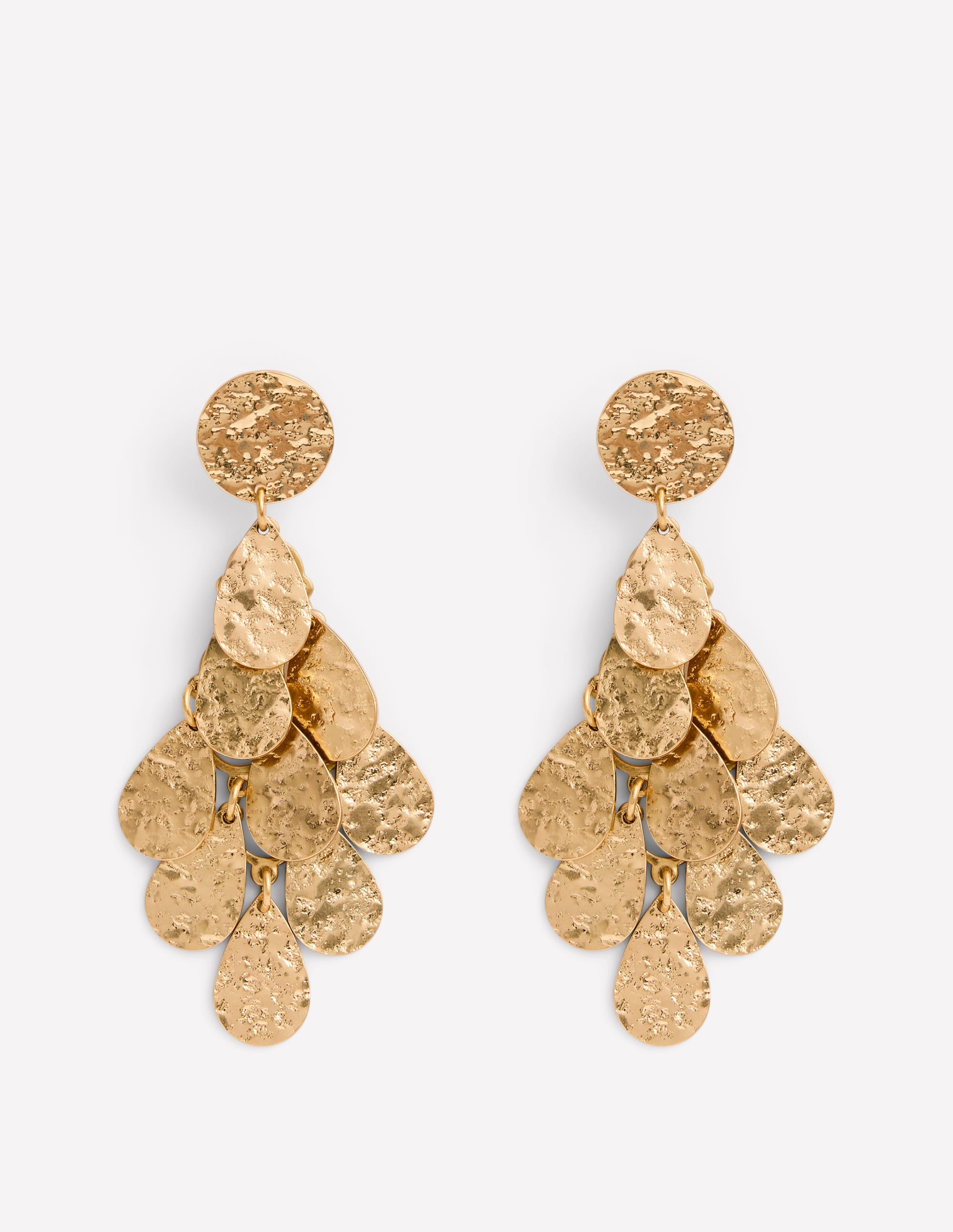Hammered Teardrop Earrings-Gold