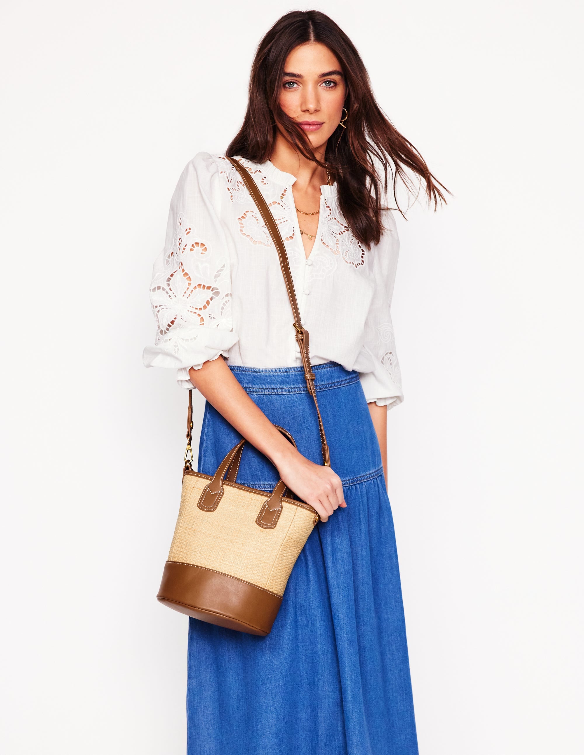 Woven Mini Bucket Bag-Natural/tan
