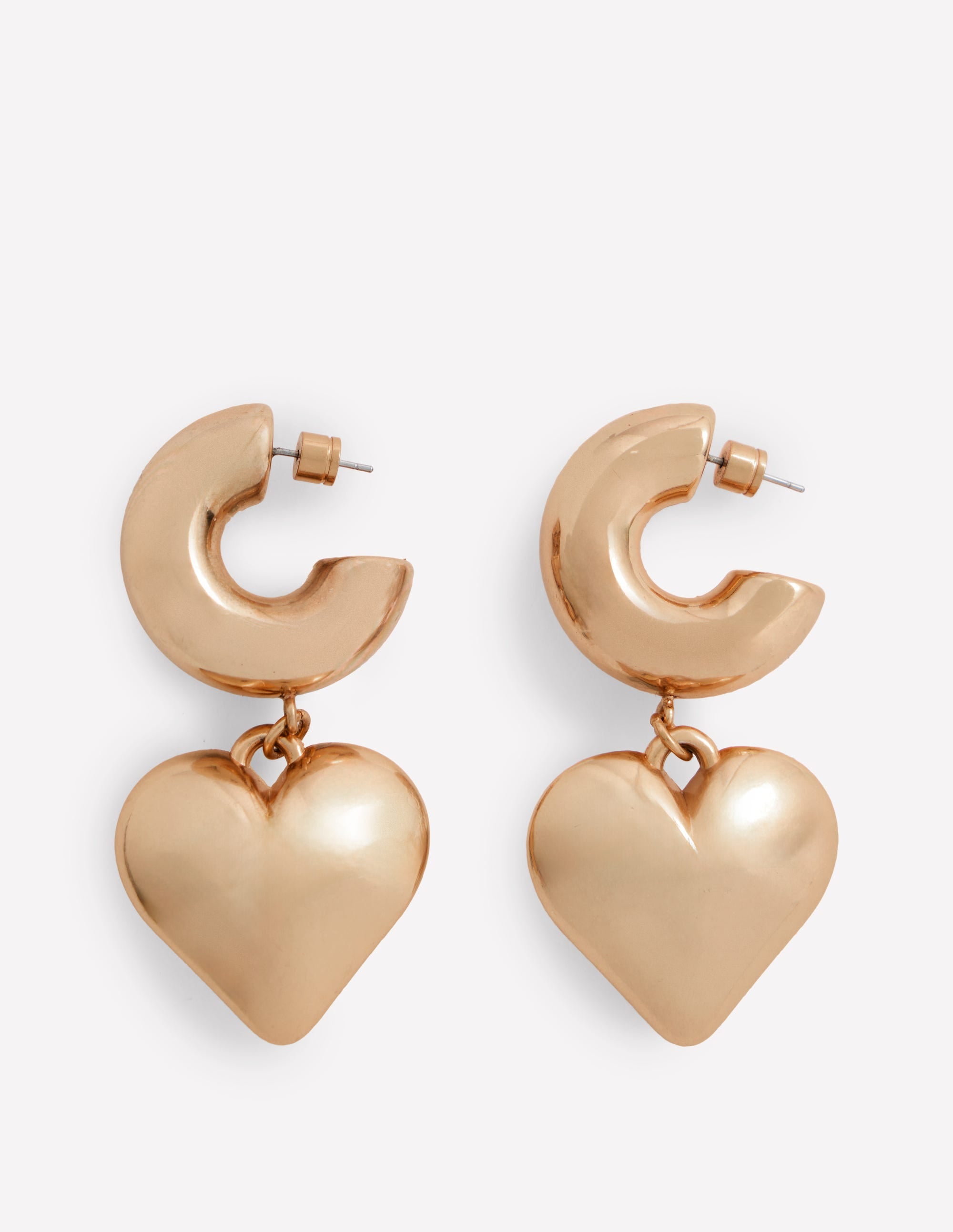 Chunky Heart Hoop Earrings-Gold