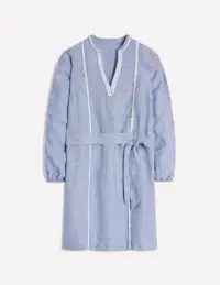 Cleo Linen Tie Waist Dress-Chambray Embroidery(Regular,2)