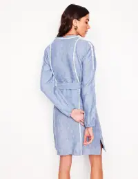 Cleo Linen Tie Waist Dress-Chambray Embroidery(Regular,2)