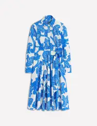 Amy Cotton Midi Shirt Dress-Cerulean Blue. Paisley Whirl(Petite,2)