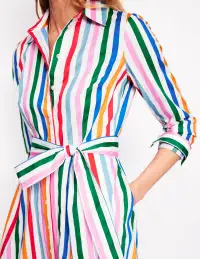 Amy Cotton Midi Shirt Dress-Mauve. Strawberry Tart Rainbow(Petite,2)