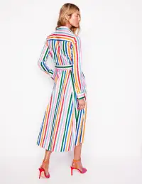 Amy Cotton Midi Shirt Dress-Mauve. Strawberry Tart Rainbow(Petite,2)