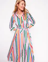 Amy Cotton Midi Shirt Dress-Mauve. Strawberry Tart Rainbow(Petite,2)