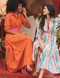 Amy Cotton Midi Shirt Dress-Mauve. Strawberry Tart Rainbow(Petite,2)
