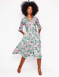 Amy Cotton Midi Shirt Dress-Ivory. Botanical Greenhouse(Petite,2)