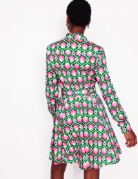 Amy Cotton Short Shirt Dress-Rich Emerald. Ivy Trellis(Regular,2)