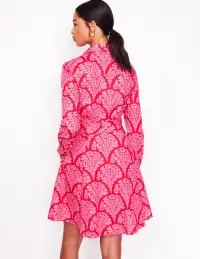 Amy Cotton Short Shirt Dress-Poppy Red. Blossomy(Regular,2)