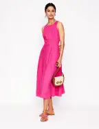 Carla Linen Midi Dress-Pink Peony