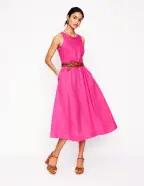 Carla Linen Midi Dress-Pink Peony(Petite,2)