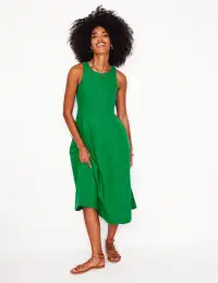 Carla Linen Midi Dress-Rich Emerald(Petite,2)