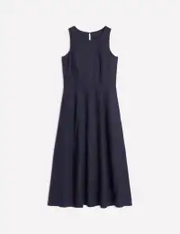 Carla Linen Midi Dress-Navy(Petite,2)