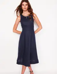 Carla Linen Midi Dress-Navy(Petite,2)